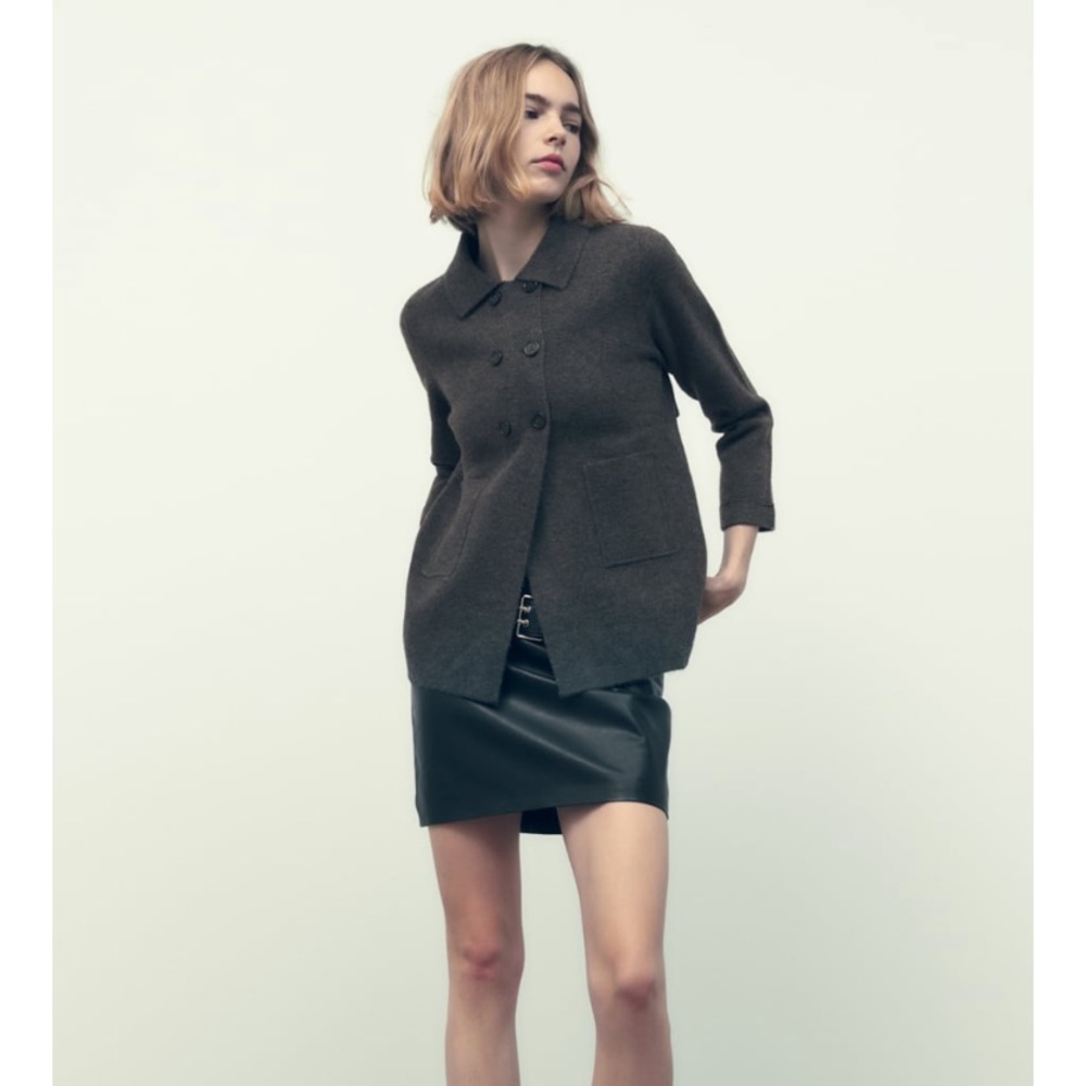 Zara wool blend knit wrap top Sold Out